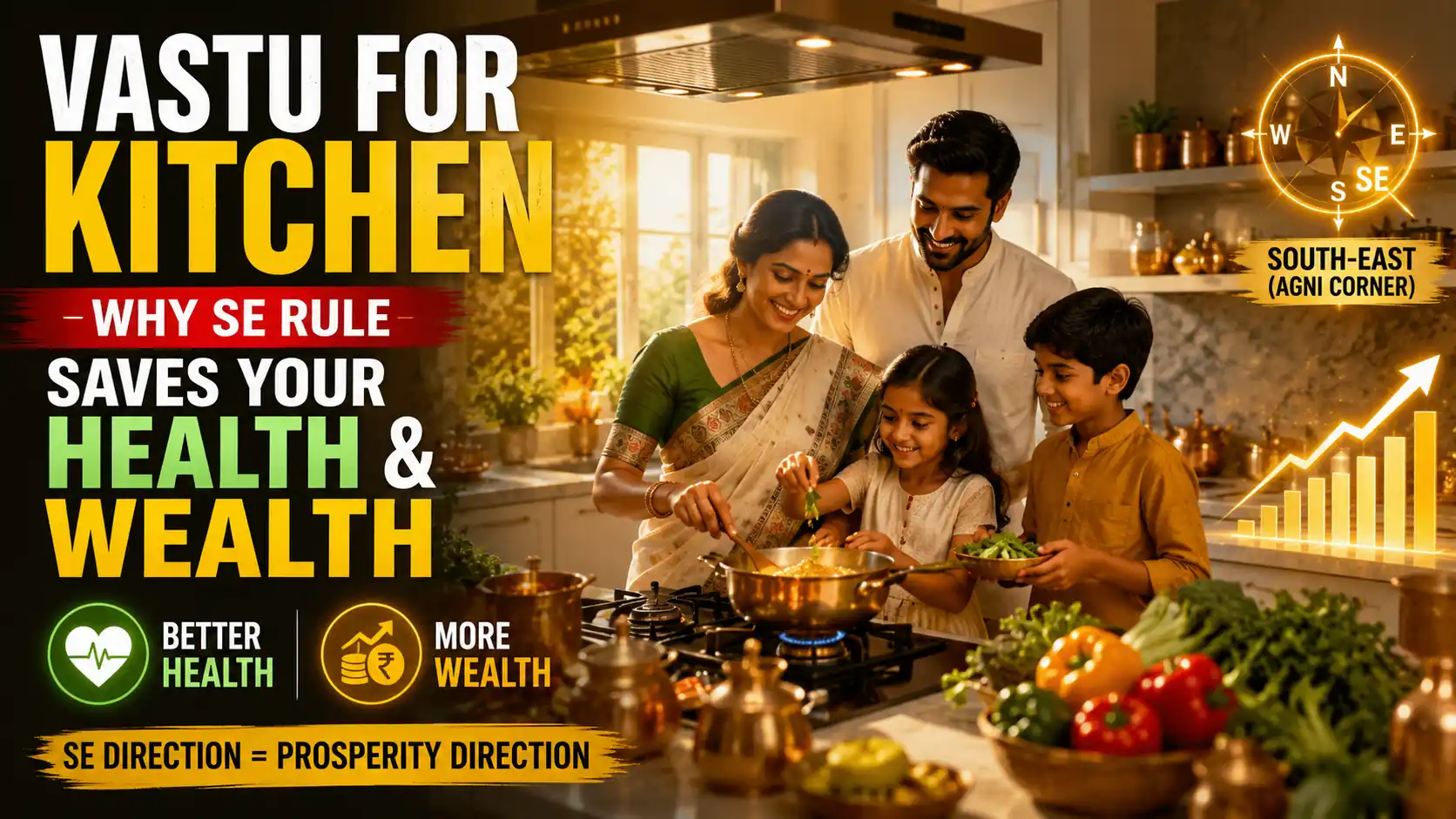 Vastu for Kitchen Direction — Why SE Rule Saves Your Health & Wealth (2026 Guide)
