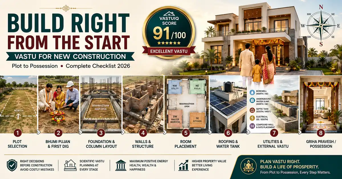 Vastu for New Construction — Complete Checklist from Plot to Possession (2026)