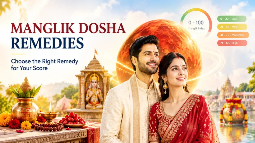 Manglik Dosha remedies including Hanuman puja, Kumbh Vivah, mantra and Vedic astrology guidance
