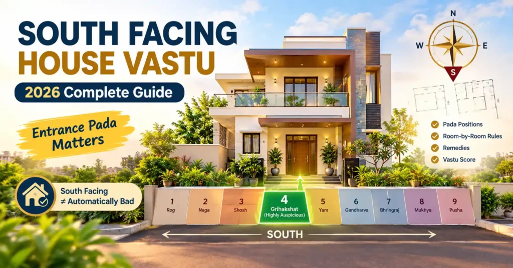 South facing house vastu 2026 guide with entrance pada positions